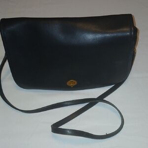 Vintage Coach  80's Black Leather Crossbody Bag #0602-251